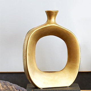 GoldenAura | Scandinavian Golden Ceramic Vase Countertop Ornament