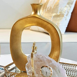 GoldenAura | Scandinavian Golden Ceramic Vase Countertop Ornament